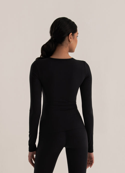 Sculpt iQ™ Long Sleeve Skimming Top – Eclipse Black