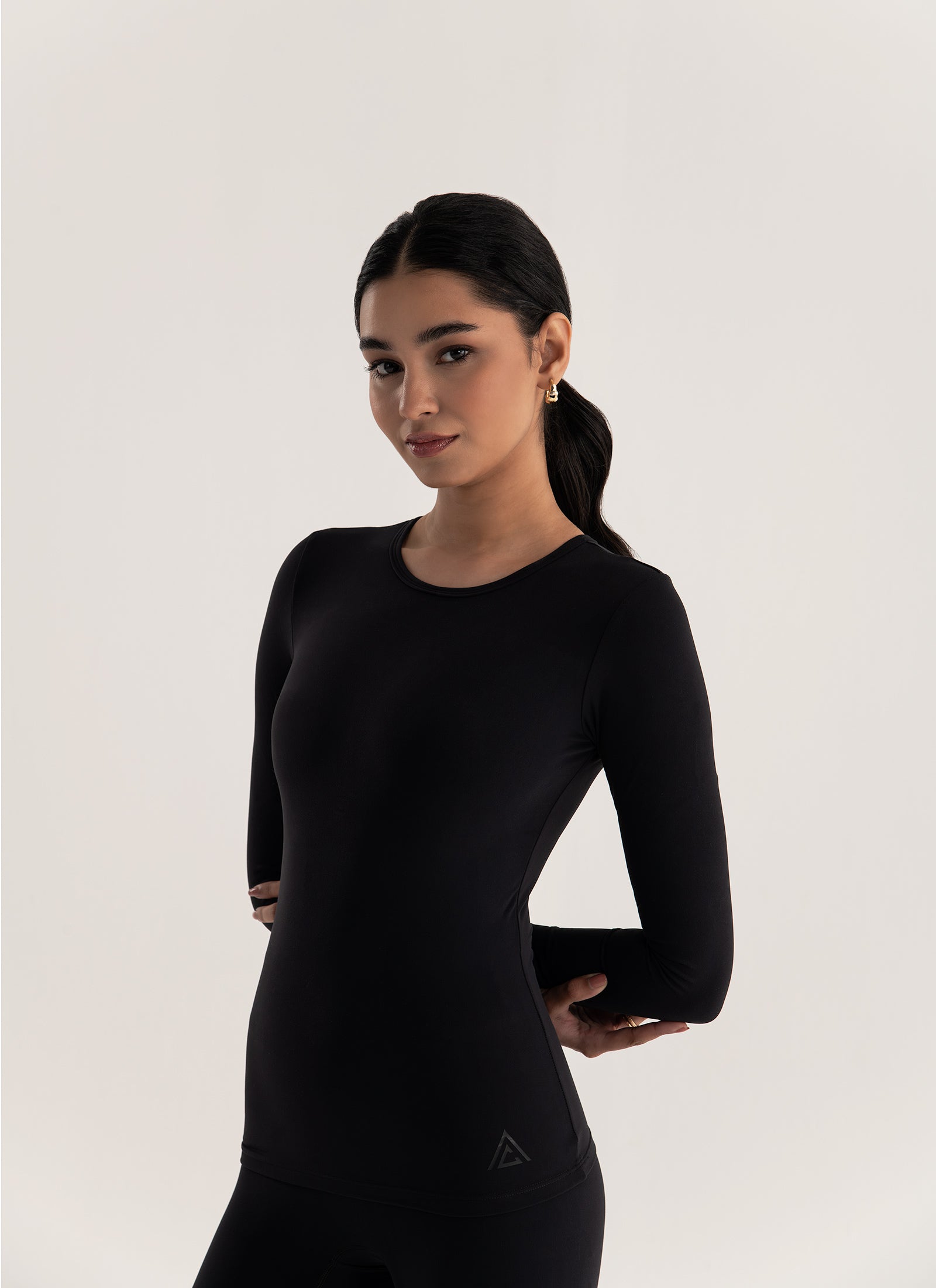 Sculpt iQ™ Long Sleeve Skimming Top – Eclipse Black